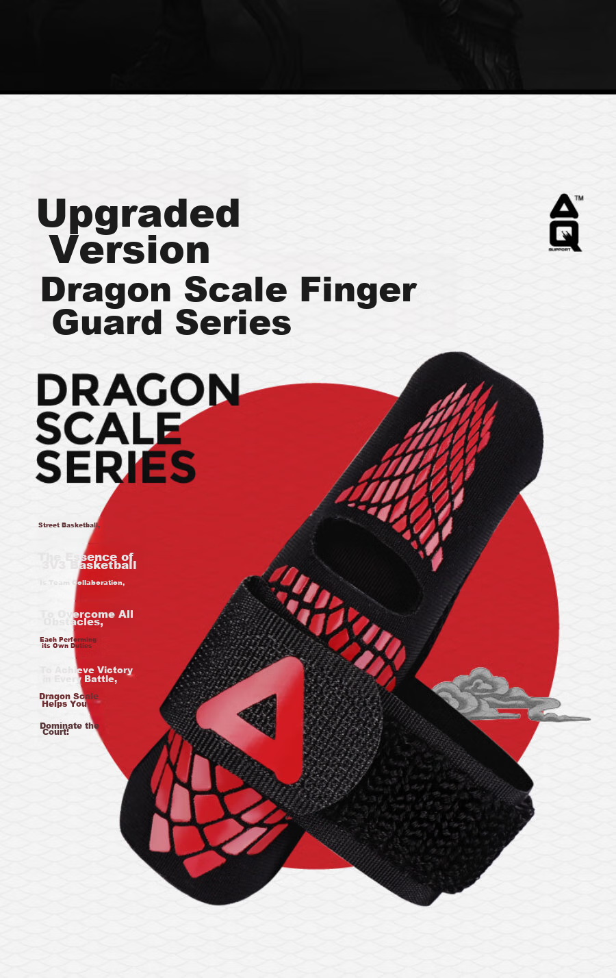 AQ Finger Immobilization Protective Sleeve for Sports, Basketball, Volleyball, Black And Red Dragon Scale Pressure-Fit Model, Single Pack B30928L/XL 7