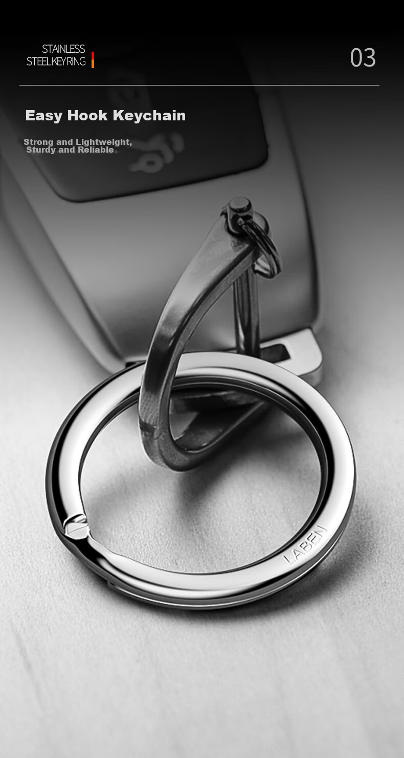 Laiben High-Quality Stainless Steel Key Ring, 12k Mirror Polished Keychain, Car Pendant for Men And Women, Premium Key Chai 6