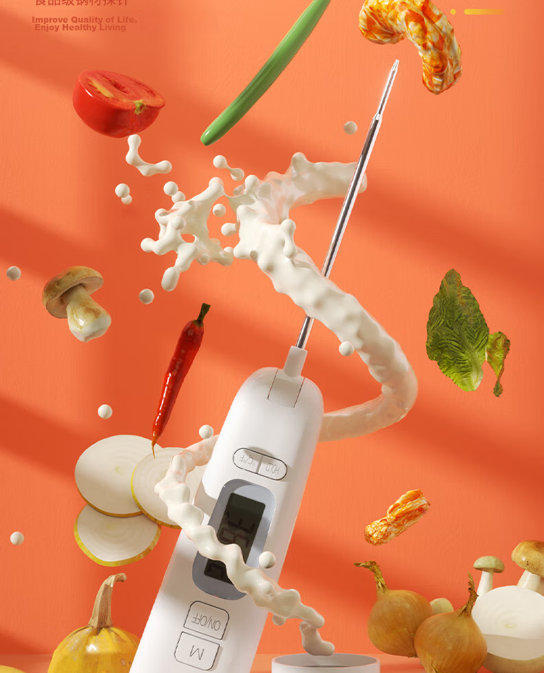 Deli Mechanical Oil And Water Temperature Gauge, Deep-Frying Food Oil Thermometer, Built-In Removable Scalding Clamp, Probe 30cm LE551 8