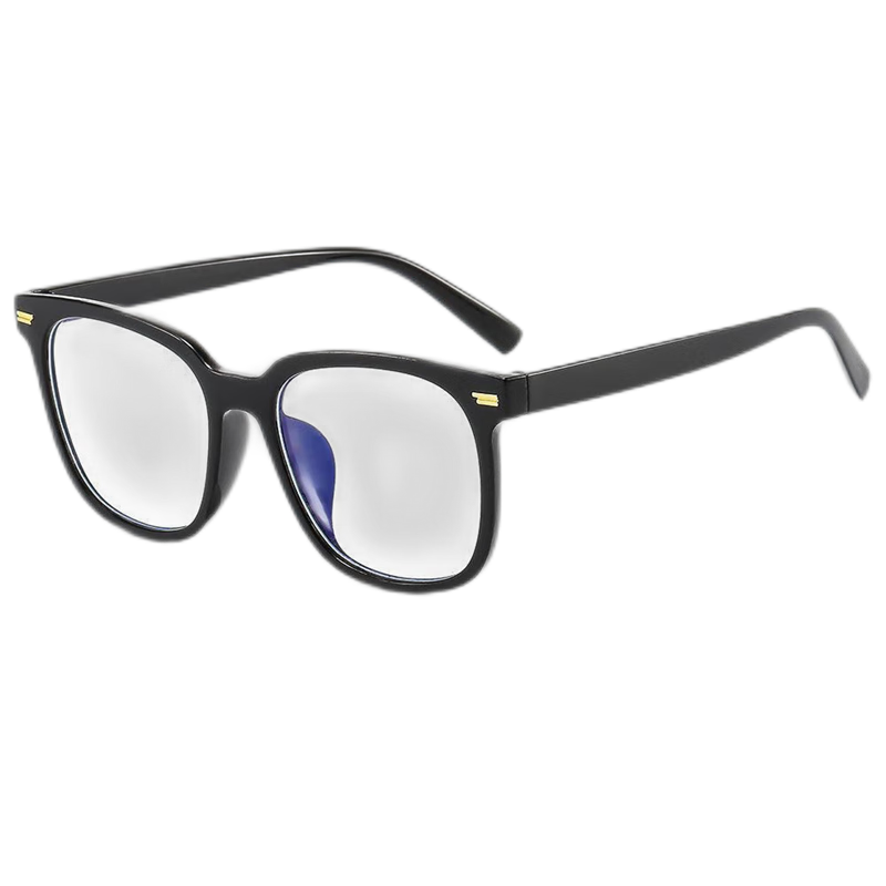 Baixiaoshe Anti-Blue Light Glasses-2009 [Bright Black Frame], Retro Frame Anti-Radiation Unisex Non-Prescription Flat Lens Glasses