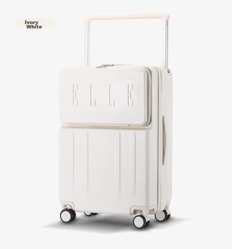 ELLE Front-Opening Luggage with Wide Handle, Large Capacity Travel Suitcase, Fashionable Password Lock, Check-In Case, 24-Inch, Gree 13