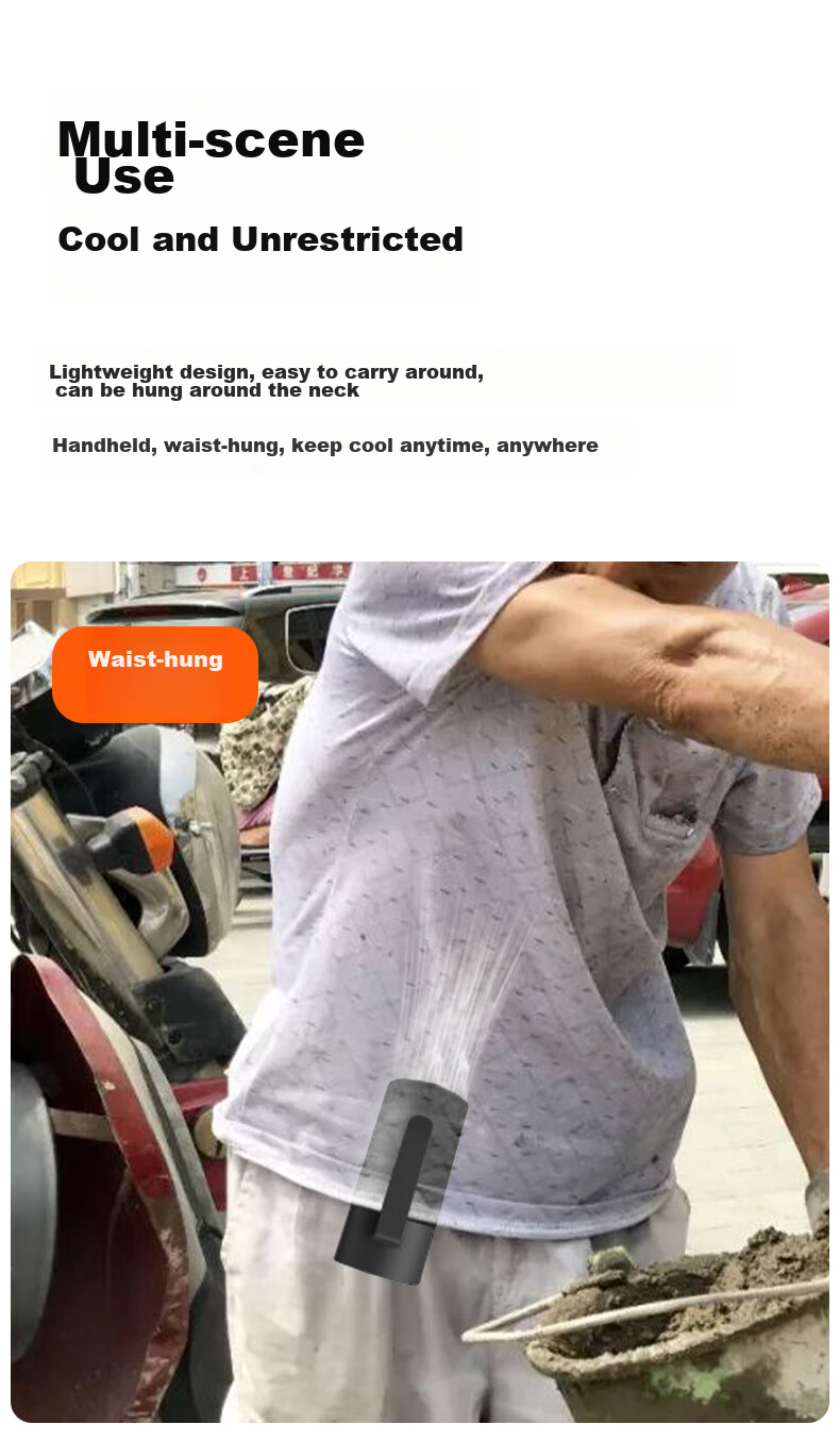 Masentek X1 Waist-Mounted Electric Fan, Portable Neck Strap Rechargeable Mini Air Conditioner, Cooling Device for Construction Sites, Outdoor Work, Welders, Long Battery Life with Strong Airflow 15