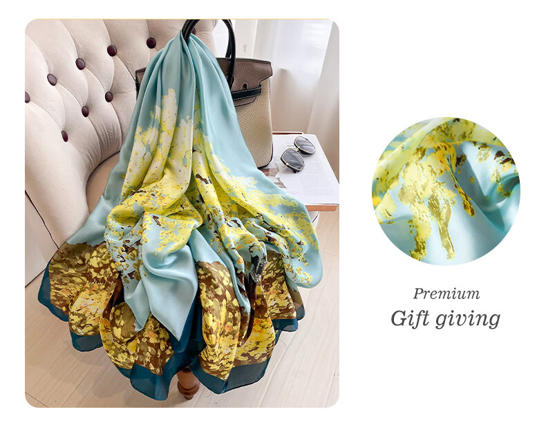 Hangsifu Silk Scarf for Women, Summer Gift Box, Shawl, Outer Wrap, Practical Birthday Present for Mom And Wife, Mid-Autumn Festival Gift 18