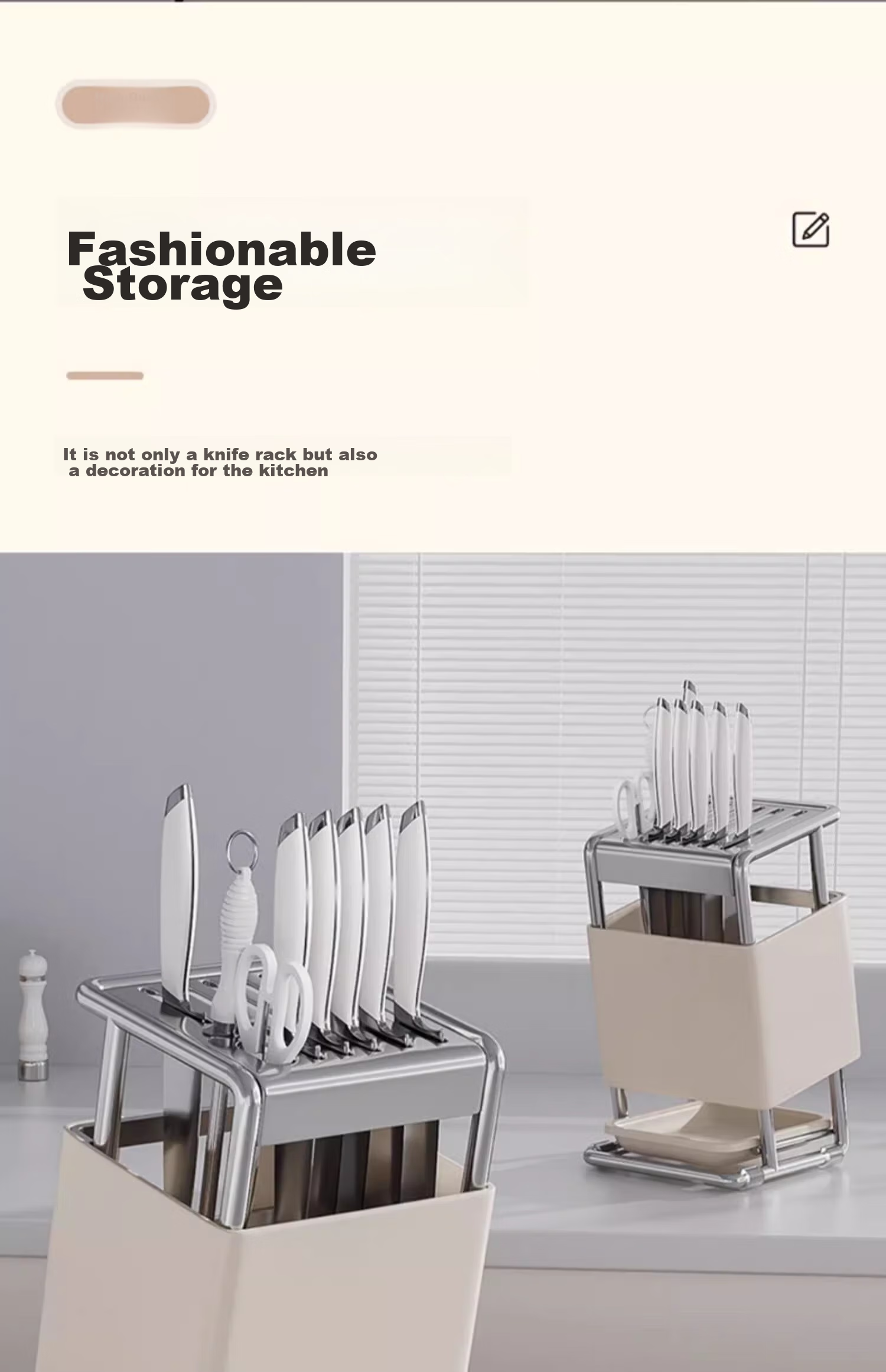 YOUQIN Knife Holder Storage Rack, 2026 New Model Kitchen Knife Organizer, Stylish Multifunctional Cutting Board Stand 18