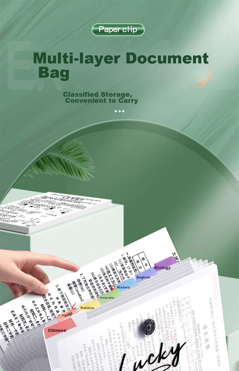 Shuxing 2-Pack 8-Grid A4 File Folder Exam Paper Storage Bag Accordion File Organizer Multi-Layer Classification Document Holder for Students in Primary, Middle And High School 1