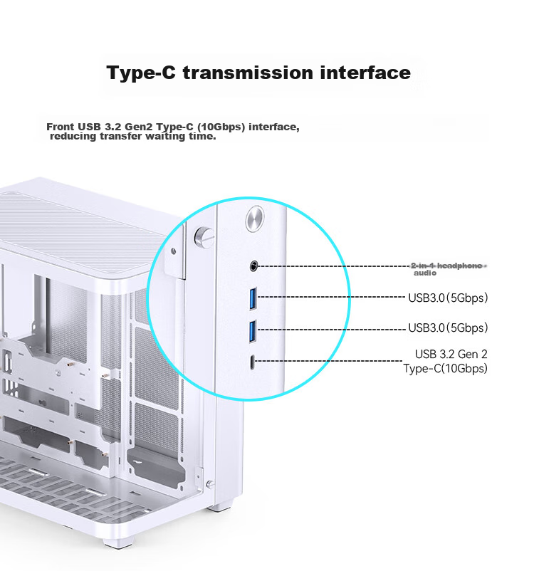 JONSBO TK-3 White Curved Panoramic ATX Case (Dual 360mm Radiator Support/ATX PSU/10 Fan Positions/Type-C Gen2 10Gbps+) 14