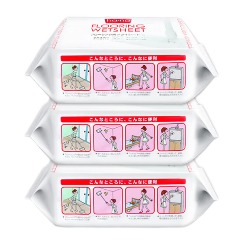CONDOR Japanese Electrostatic Dust Removal Paper, 3 Packs of 90 Sheets, Lazy Person's Adhesive Dust Mop, Disposable Mop Cloth, Dust Absorption Paper, Dry Wipes