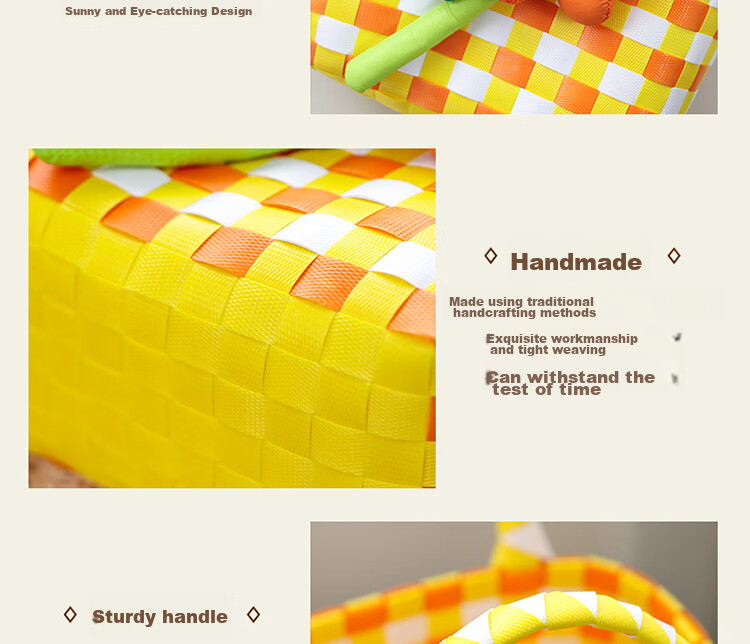 TaTanice Handbag Woven Bag, Mid-Autumn Festival Gift Birthday Storage Bag, Colorful Woven Basket Shopping Tote 9