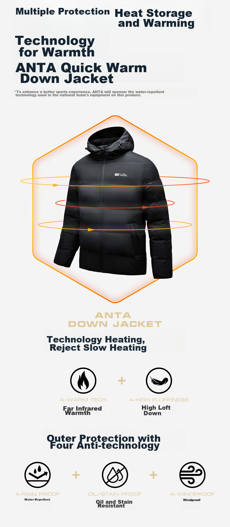ANTA Bread Down Jacket | Short Hooded Down Coat Men Winter New Duck Down Warm Puffer Water-Repellent Jacket 3