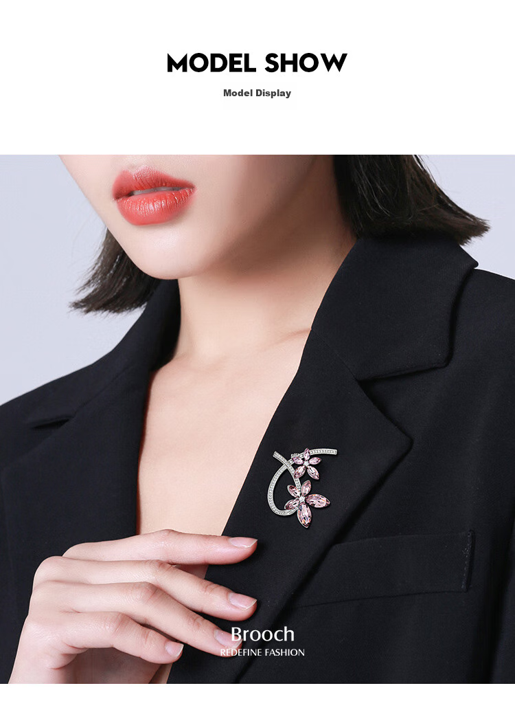 Qlady Floral Brooch High-End Women's Elegant Pin Fixed Clothes Scarf Knit Accessory Birthday Gift 7