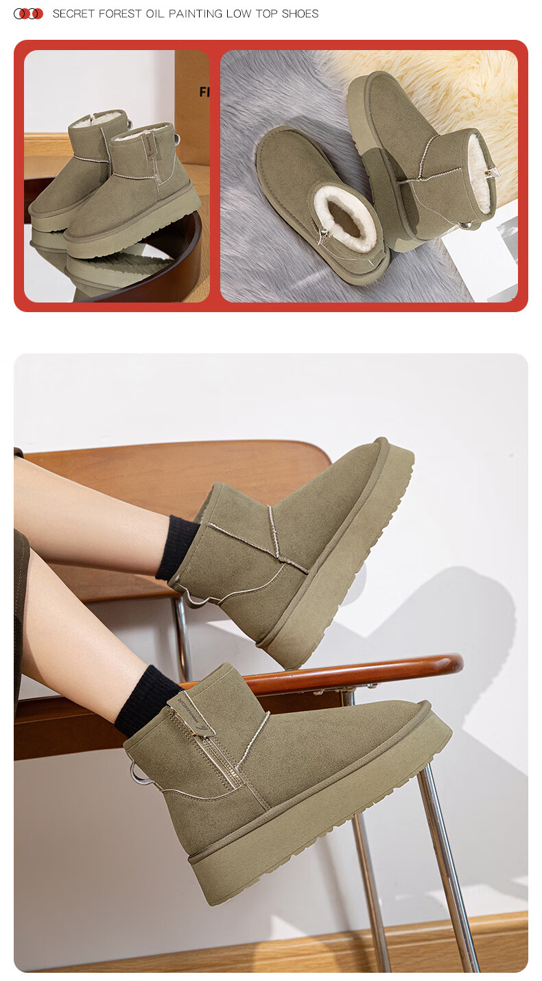 Warrior Official Women's Snow Boots 2025 Winter New Plush Thickened Warm Cotton Shoes Brown Size 36 16