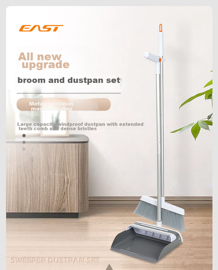 EAST Broom And Dustpan Set, Household Metal Broom And Dustpan Combo, Windproof Comb-Shaped Dustpa 1