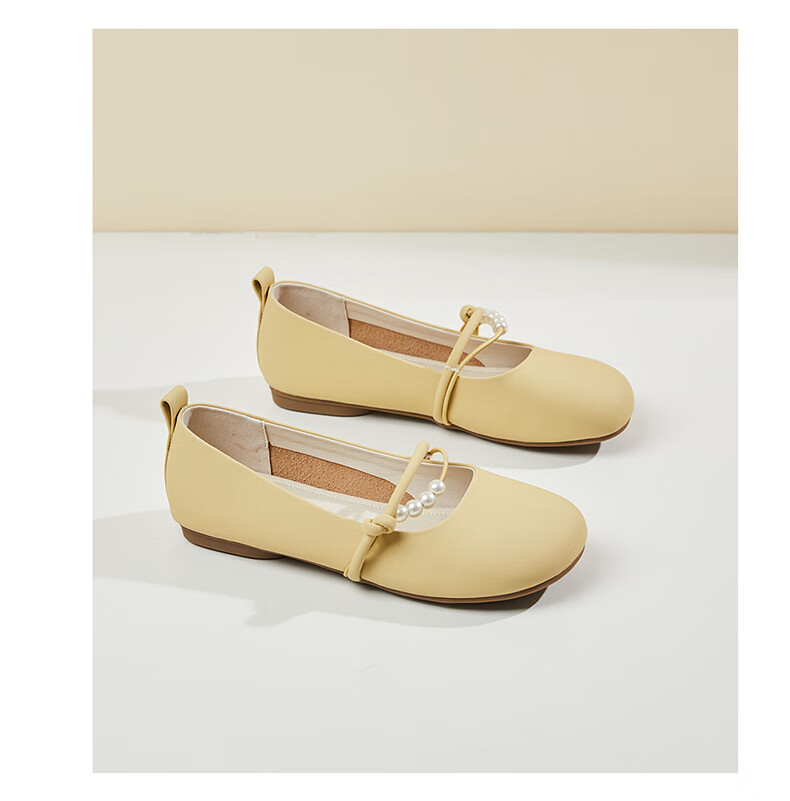 DAPHNE Gentle Fairy-Style Flats for Women, Soft Sole Mary Jane Shoes, Evening Shoes for Women 4623101127 Beige 34 13