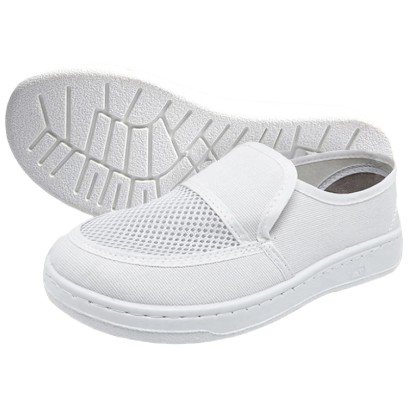 Mulang Anti-Static Single Mesh Shoes, Dust-Proof Breathable Soft Sole, Protective Non-Dust Shoes, Mesh Upper for Men And Women, Electronic Food Workshop Work Shoes, White SPU Sole Single Mesh Shoes, Size 44