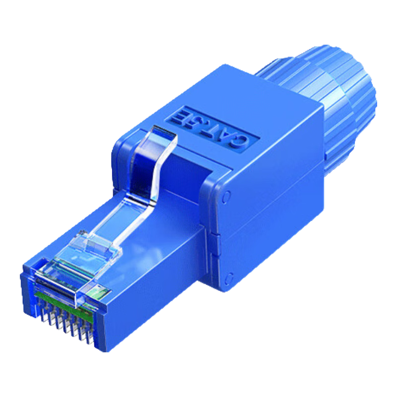 BIAZE CAT5e Toolless Crystal Head, Engineering Grade 8P8C Gigabit 50U Toolless RJ45 Computer Network Cable Connector, CAT5e Toolless Network Connector, Single Pack