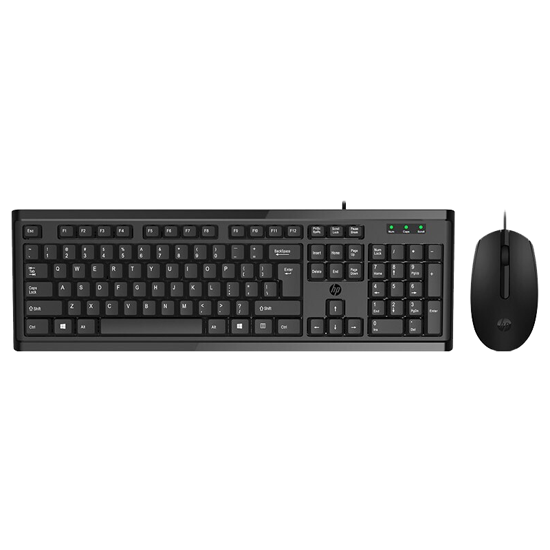 HP Office Keyboard And Mouse Combo, Wired Office Keyboard And Mouse Set, 104-Key Full-Size Splash-Resistant Comfortable Wear-Resistant, Compatible with Laptops And Desktop Computers, KM10 Black