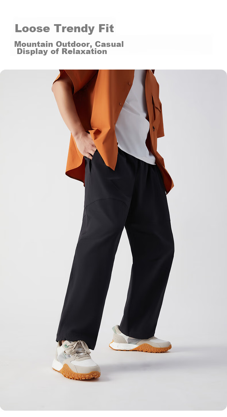 TECTOP Outdoor Lightweight Casual Pants, Woven Men's Trousers 2412213SZ Classic Black M 10