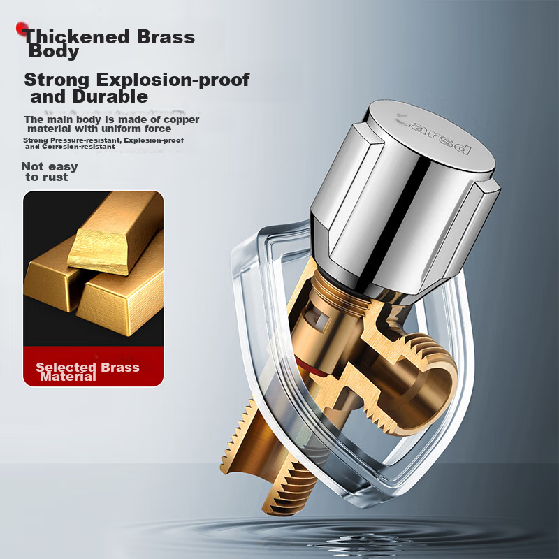 Larsd Full Copper Thickened Angle Valve, Hot And Cold Water Compatible Quick-Open Triangular Valve, High Flow Angle Valve, Stop Valve LD107