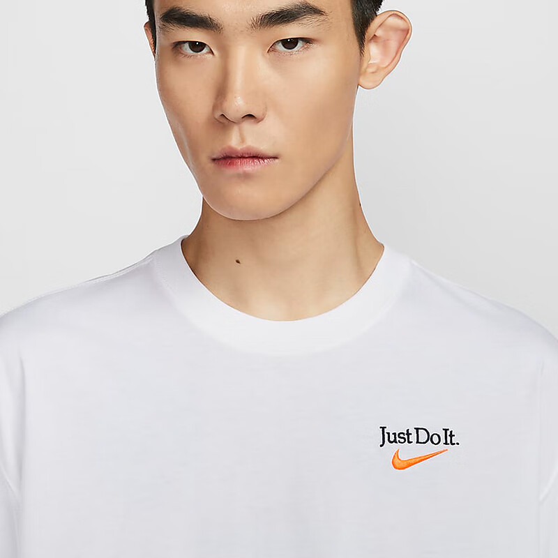 NIKE Spring And Summer Men's Short-Sleeve Round Neck T-Shirt, Sports Casual, Slim Fit, FZ8084-100, White 2XL 4