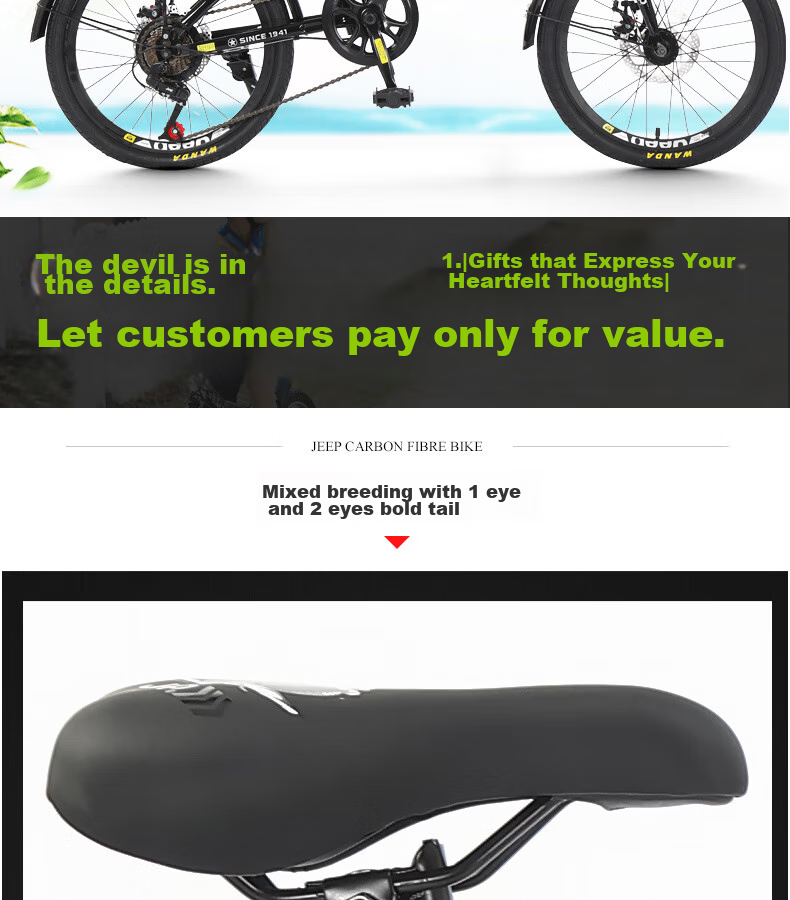 Jeep Folding Mountain Bike with Spoke Wheels, Casual Bicycle for Men And Women, Student Gear-Shifting Bike - Saili/Knight Black 13