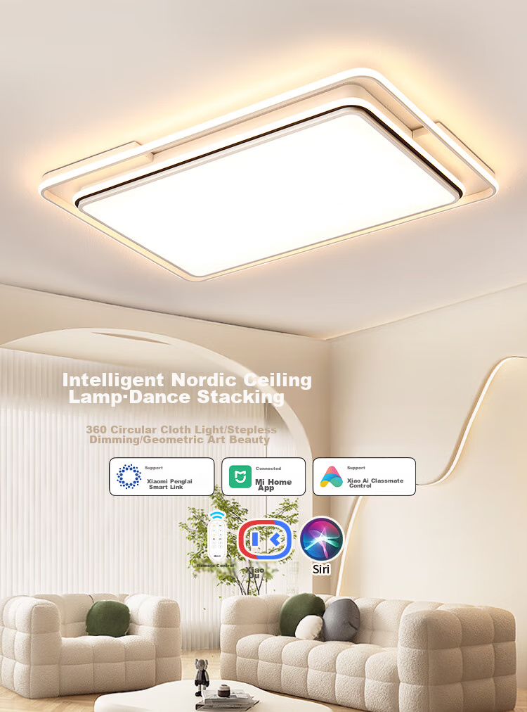 NVC LED Tri-Color Dimmable Ceiling Light Main Bedroom Lamp 2026 High-End Nordic Style Linear Light 1