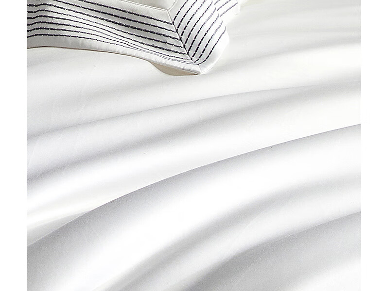 Shuixingjiafang Four-Piece Bedding Set, 100 Count Long-Staple Cotton, 100% Pure Cotton, Class A Silky Smooth Duvet Cover And Bed Sheet, Double Bed Luxury High-End, 1.8m Bed, White 12