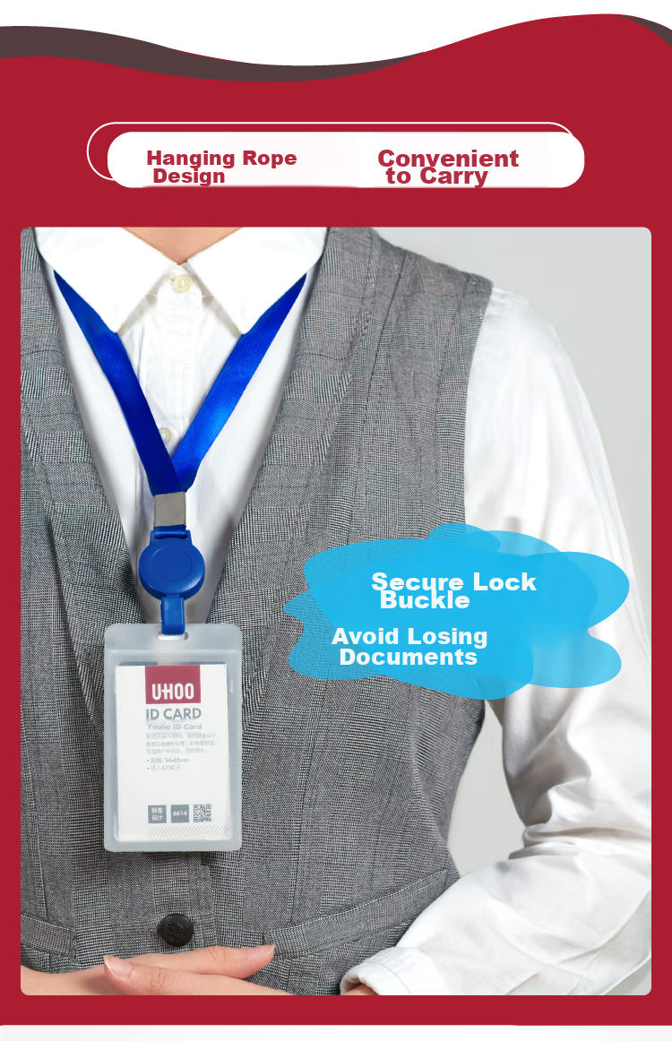 UHOO Retractable Lanyard with Zipper Holder for ID Cards, Work Cards, Chest Cards, Employee Badges, Event Badges, High-End Business Style, Navy Blue, 6 Pieces/pack, 6744 3