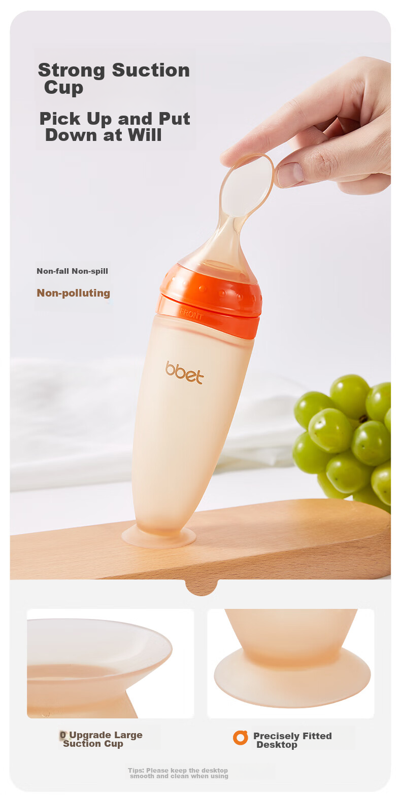 Barbie Elephant Baby Rice Porridge Spoon And Bottle, Silicone Large Capacity Squeeze Feeding Soft Spoon, Baby Food Set Gift Box, Coffee Color 10