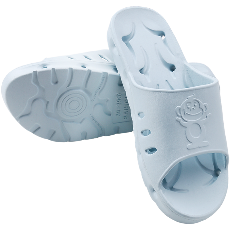BAIHOU Bathroom Shower Side Drainage Non-Slip Massage Couple Home Use Cool Slippers for Women, Light Blue 40-41