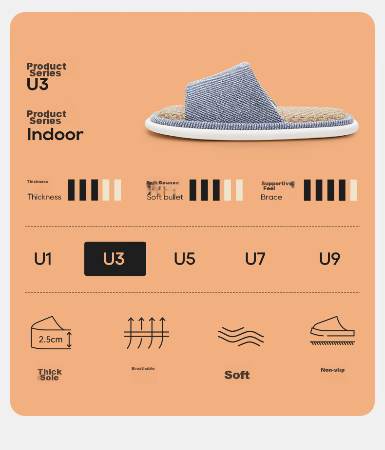 UTUNE Linen Slippers for Women, Breathable And Sweat-Absorbing, Odor-Resistant, All-Season Indoor Non-Slip Silent Slippers for Men, Pink, Size 40-41 3