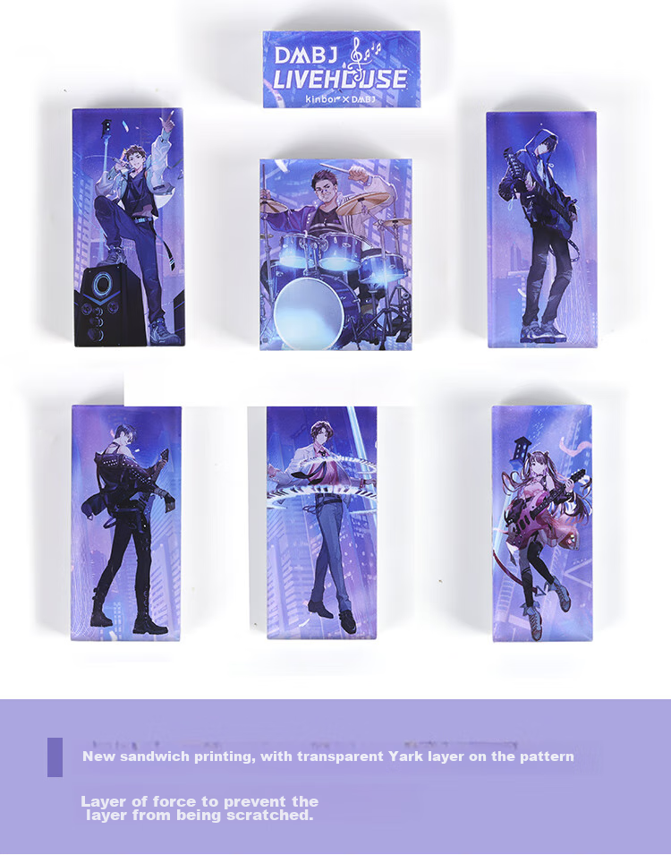Kinbor Children's Band Zhang Qiling's Grave Robbers' Chronicles Acrylic Stamp Gift Box, Journal Diary DIY Decoration Stationery Set, Anime-Style Guzi DT57582 Gift 5