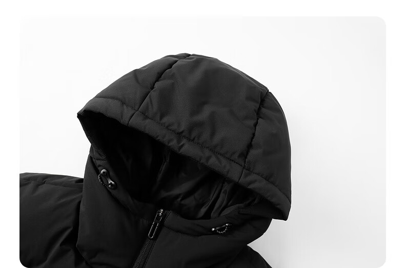 KELME Sports Hooded Cotton Jacket, Winter New Style, Heat-Retaining Warm Coat, Thickened Fashionable Puffer Jacket, Onyx Black, S 15