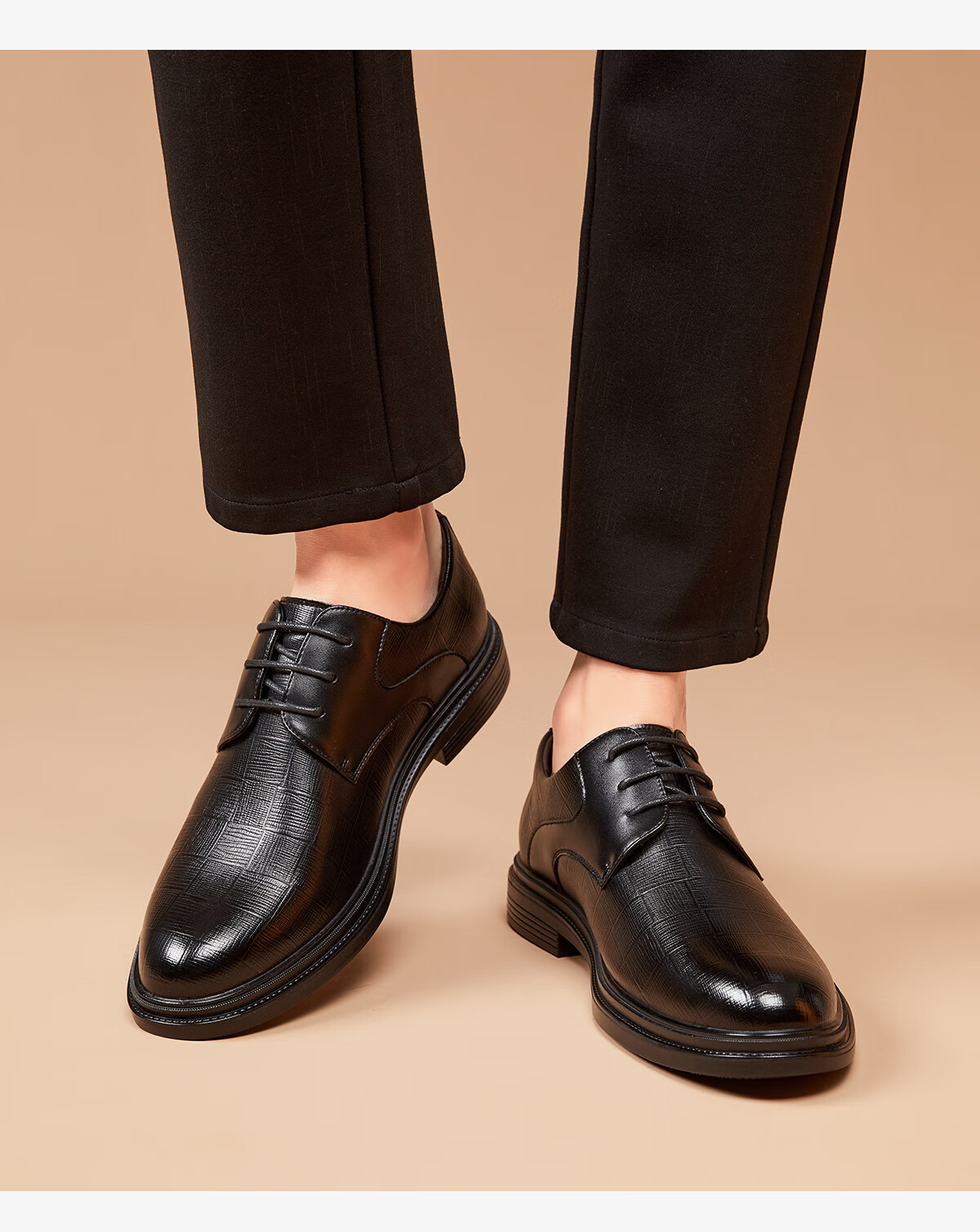 Huili Leather Shoes for Men, Business Casual British Style Derby Shoes, Versatile Comfortable Non-Slip Formal Shoes, Black, Size 40 7