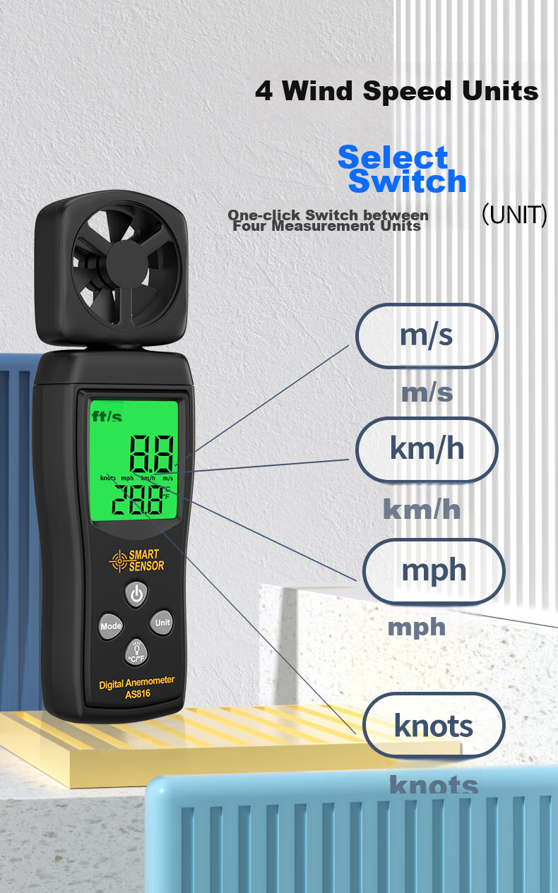 Xima AS816 Anemometer, Wind Thermometer, Wind Speed Meter, High-Precision Wind Speed Measuring Instrument 6