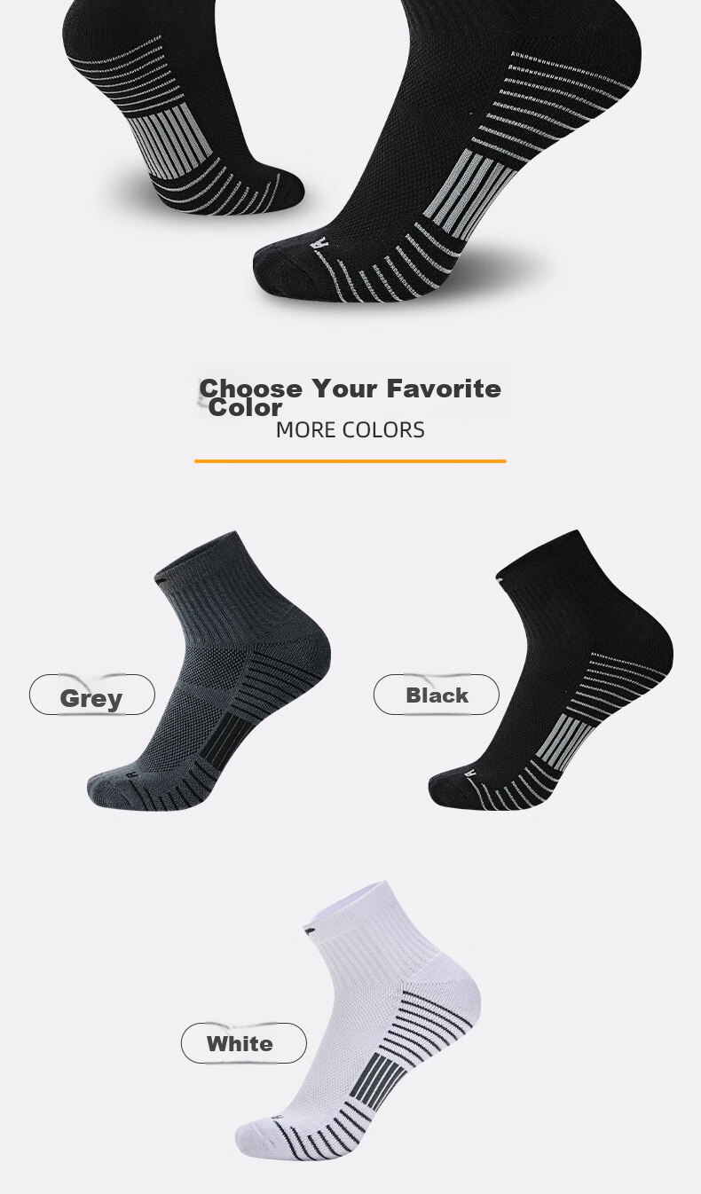 JOMA Mid-Calf Sports Socks Breathable Sweat-Wicking Durable Running Training Basketball Badminton Socks Black One Size Fits All 2