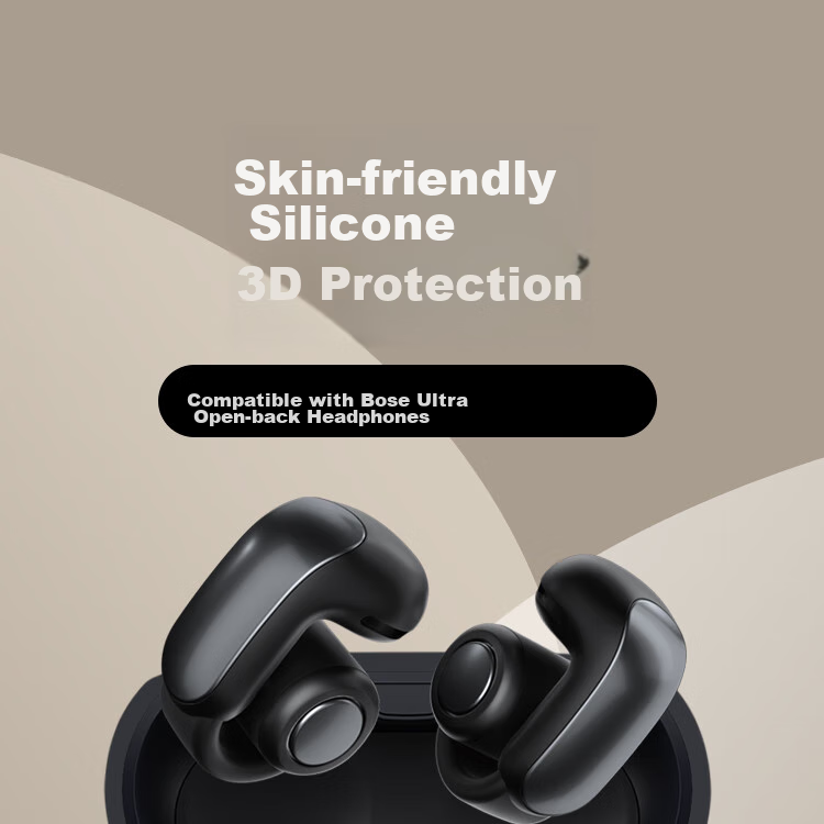 ESCASE Bose Ultra Protective Case, Bluetooth Earphone Silicone Storage Box, Liquid Silicone Soft Shell, Full Protection, Shockproof, Ultra-Thin, Classic Black + Lanyard 1