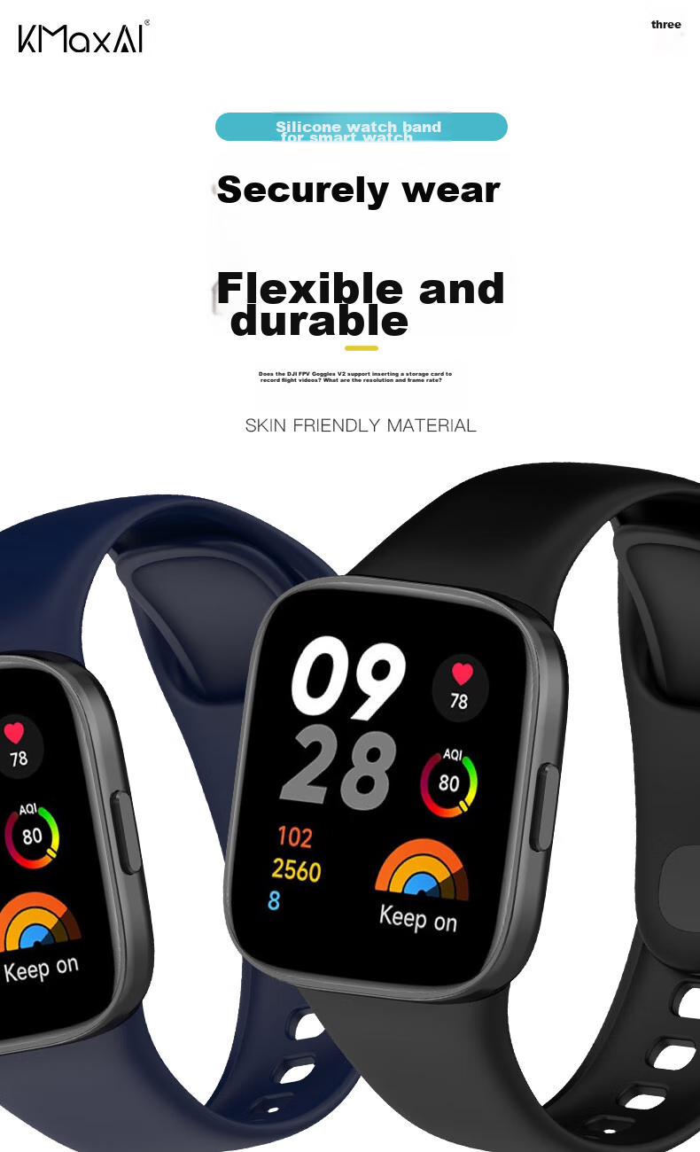 KMaxAI Compatible Silicone Watch Band for Xiaomi Redmi Watch 3, Xiaomi Redmi Smart Sports Watch Strap, Dopamine Fresh Replacement Wristband, Ivory White 1