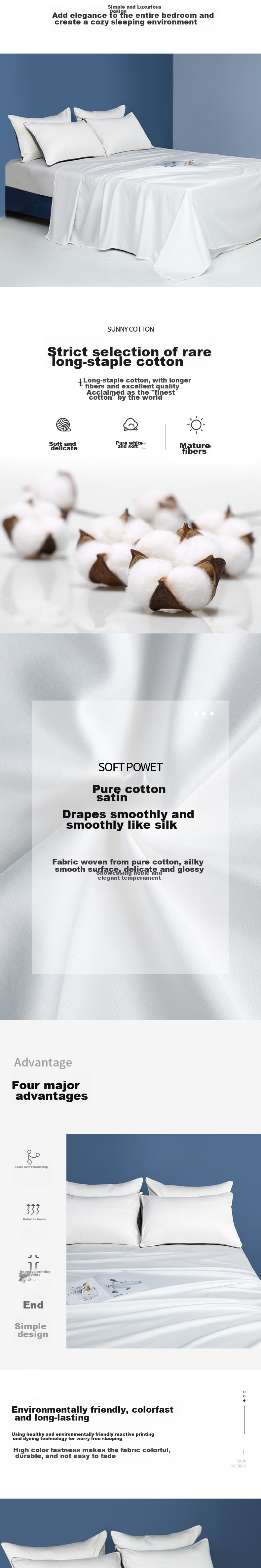 Yuanshenghuo Single Bed Sheet, 80 Thread Count Hotel Satin Pure Cotton Double Bed Sheet, 1.8m Bed, White, 245*270cm 2