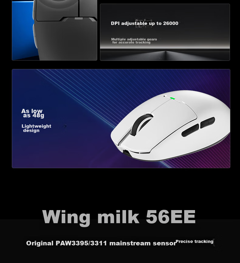 Aigo Youlong GM80 Plus Midnight Wired/wireless/tri-mode Gaming Mechanical Mouse for Office And Bluetooth Rechargeable Ergonomic Mouse for Small to Medium Hands 5