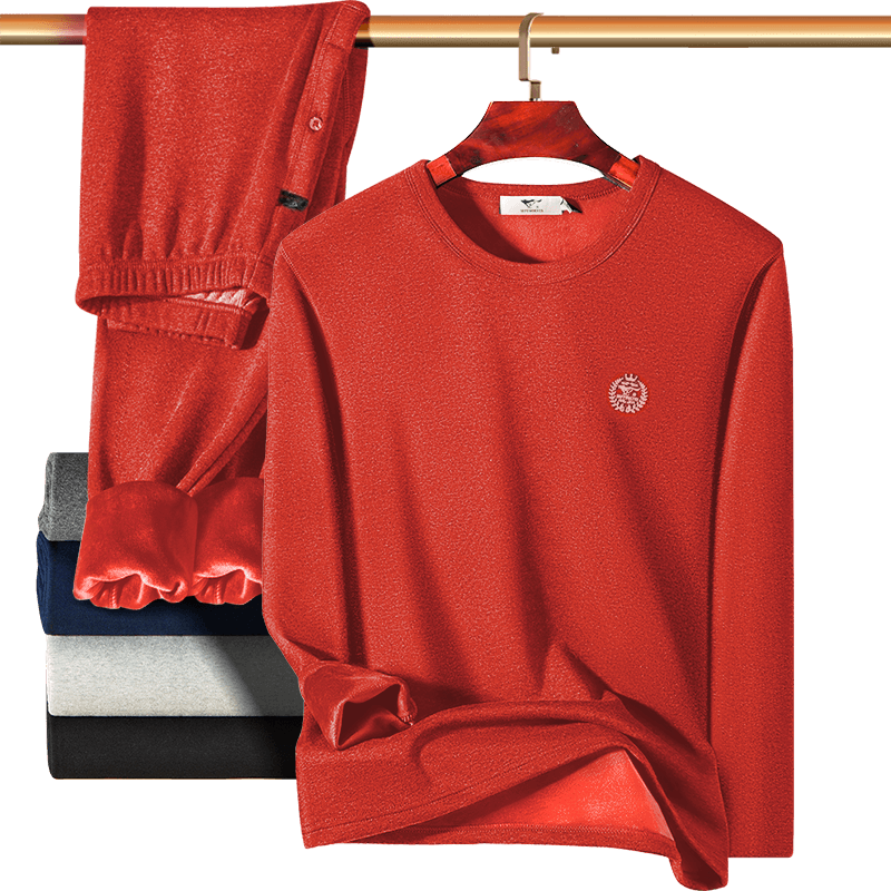 SEPTWOLVES [Year of The Dragon] Thermal Underwear for Men, Fleece-Lined Thick Ultra-Soft Tech Fleece Set Upgraded Warm