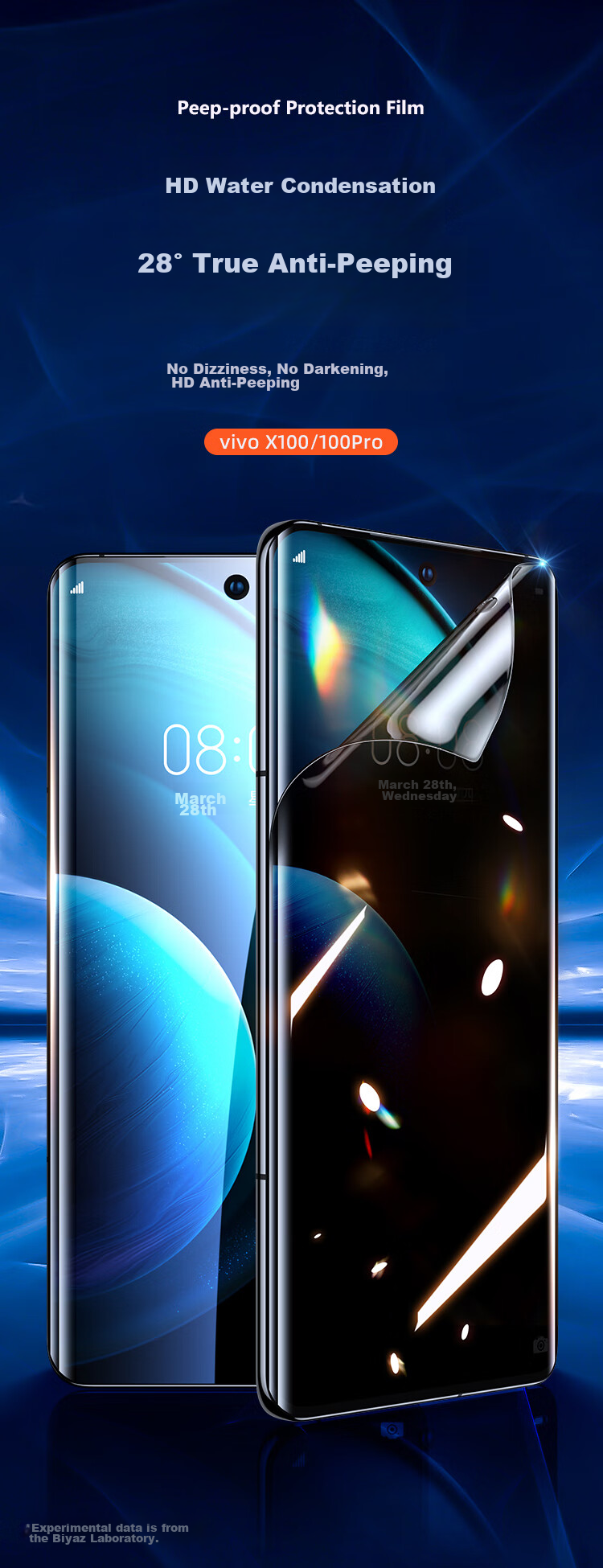 BIAZE [Privacy Screen Protector 2 Pieces] for Vivo X100/Pro/SPro Hydrogel Soft Film X90/Pro/s Phone Screen Protector Non-Tempered Anti-Peeping HD Full-Screen Anti-Fingerprint JM892 1