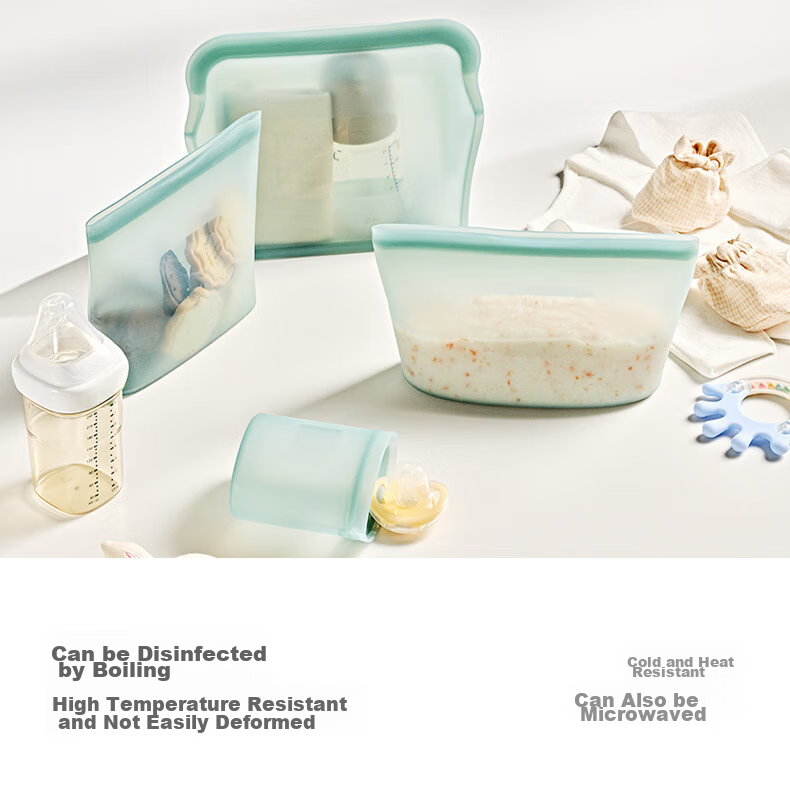 GLASSLOCK Food-Grade Silicone Kitchen Storage Bags for Microwave, Refrigerator, Freezer, Portioning And Sealing 1000ml 8