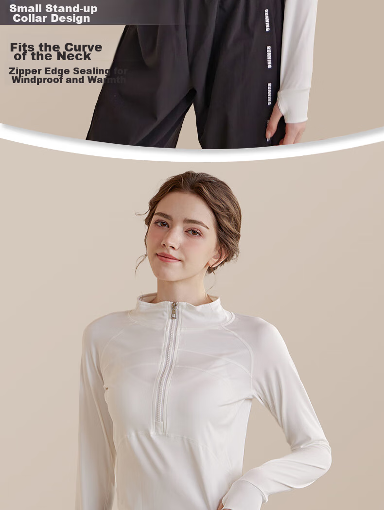 XUEXIMAN Yoga Top for Women, Long Sleeve, Half-Zip, Slim-Fit Athletic Wear, Autumn And Winter Running Quick-Dry Fitness Clothing 5