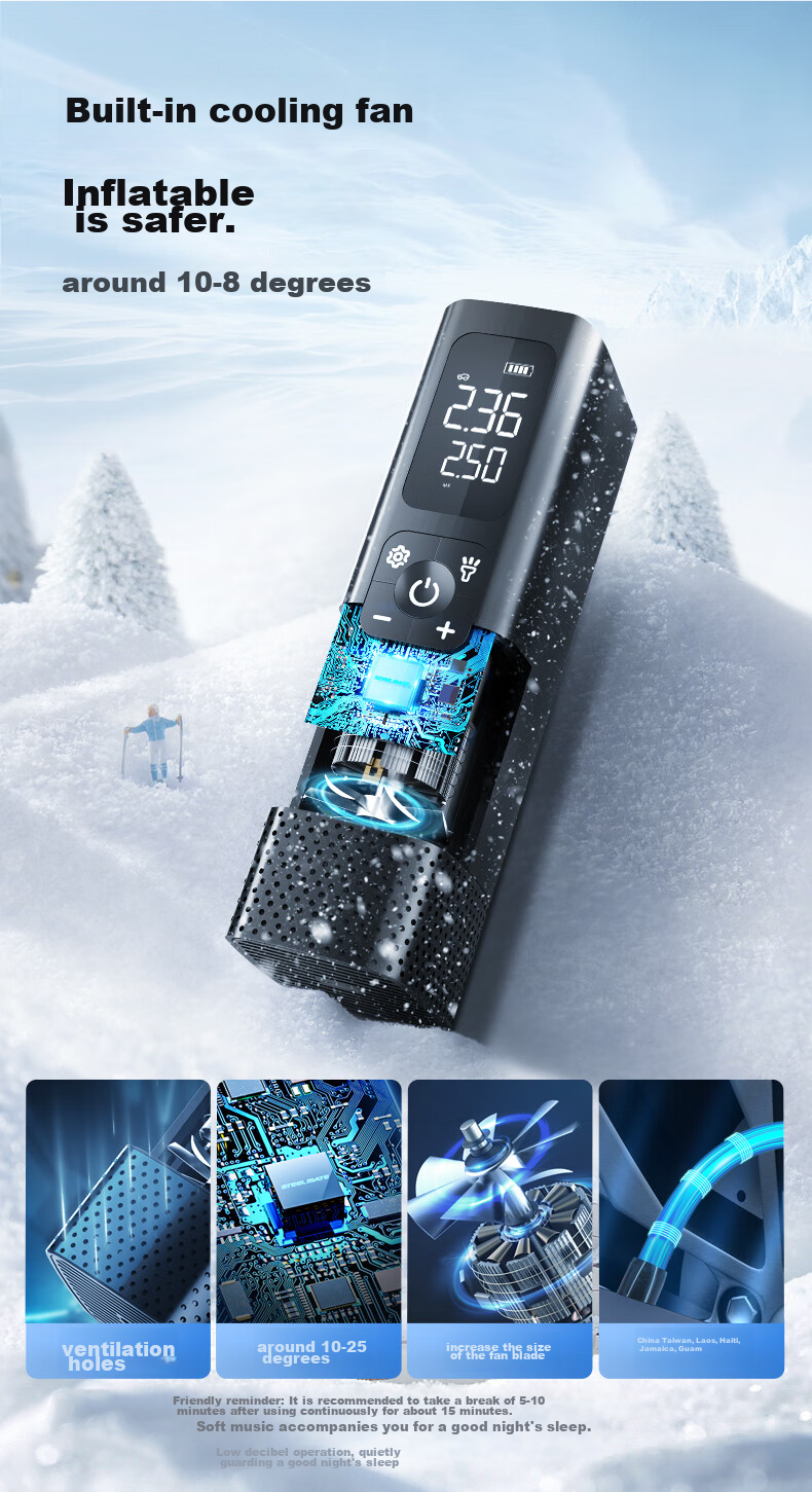 Tiejiangjun Car Air Pump, Tire Inflator, Wireless Pump, Outdoor Portable Air Compressor, Inflation Tool P13 10