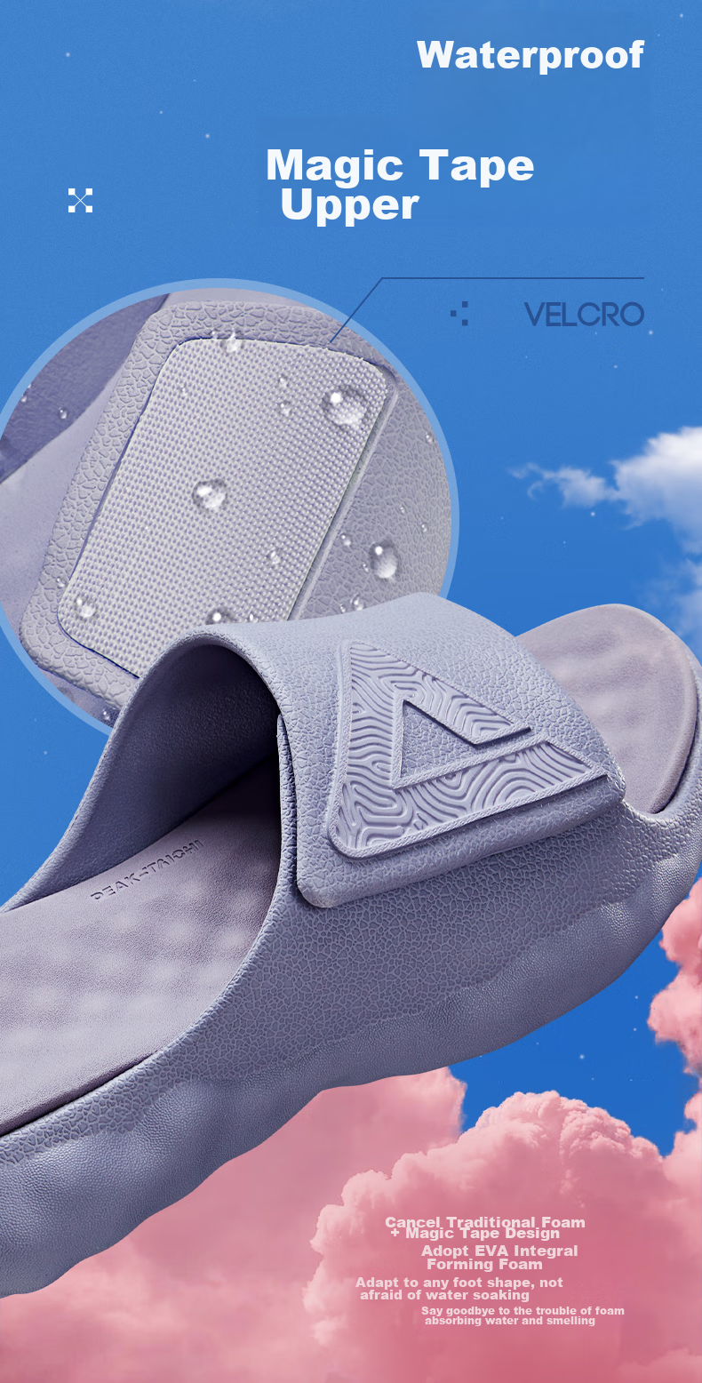PEAK Taiji Cloud Slippers for Men, Summer Velcro Outdoor Wear, Thick Sole Soft Elastic Casual Couple Sports Slippers ET23027L 9