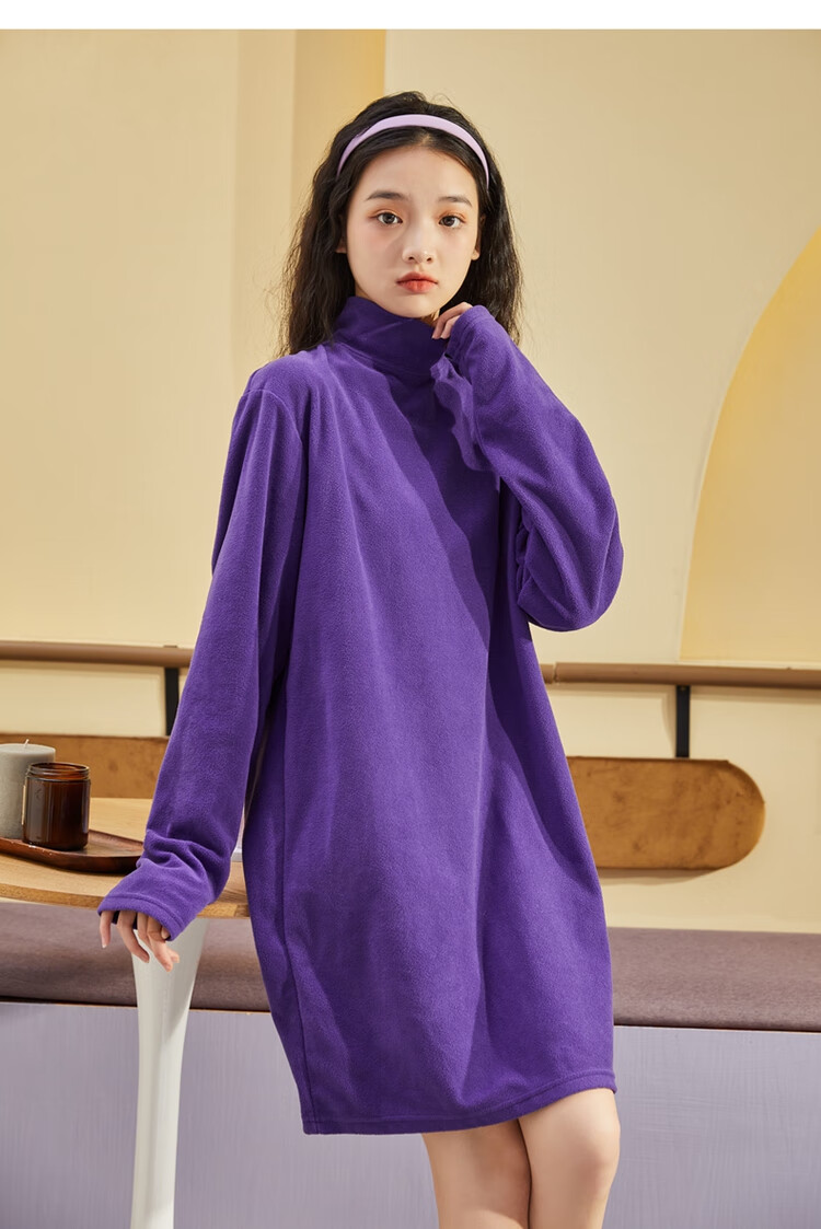 TonLion 2024 Women's Fleece High Neck Knit Long Sleeve Dress Black S 11