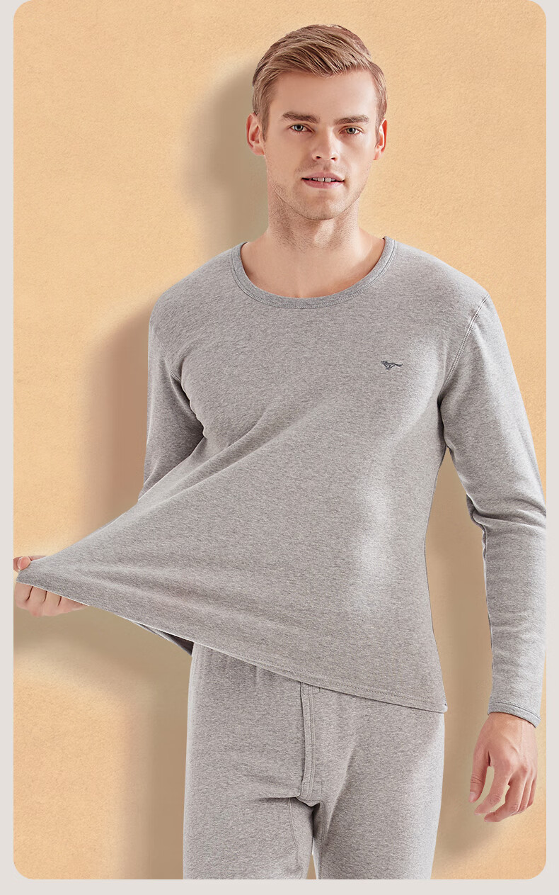 SEPTWOLVES [Double Warmth] Thermal Underwear for Men, Fleece-Lined Thick Autumn And Winter Base Layer Set with Round Neck 16