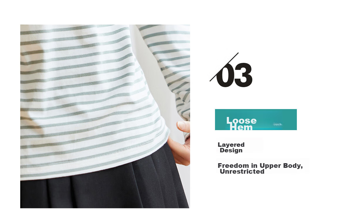 Halo Queen Long-Sleeve T-Shirt for Women, Spring And Autumn Round Neck, Heart Embroidery Striped Base Shirt, Casual Fashion Top, New Product H143T2005 21
