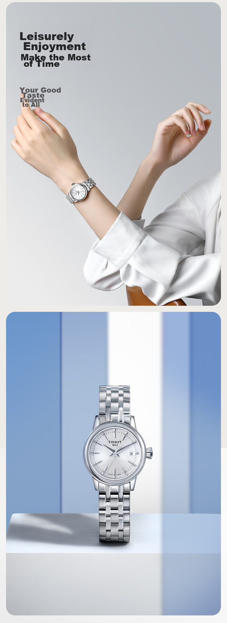 TISSOT Watch, Dream Round Series Women's Watch, Swiss Quartz Ladies Steel Strap Wristwatch, Fashionable Timepiece, Birthday Gift 5