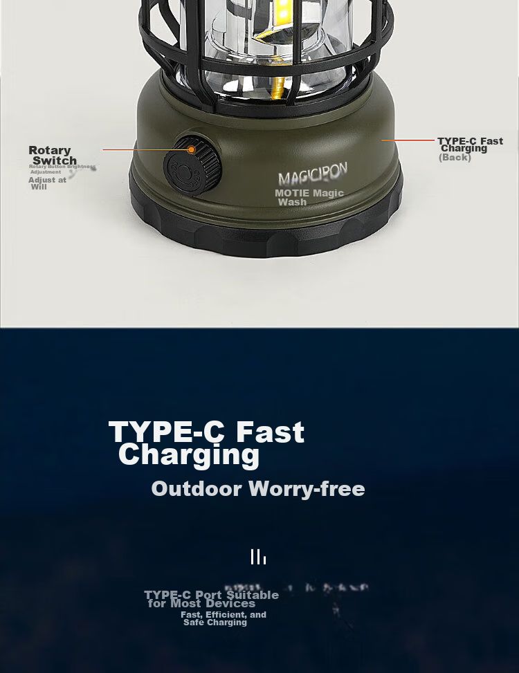 MOTIE Retro Camping Light, Illumination Lamp for Tent Atmosphere, Outdoor Camping Handheld Hanging Lamp, LED Long-Lasting Lantern Equipment 6